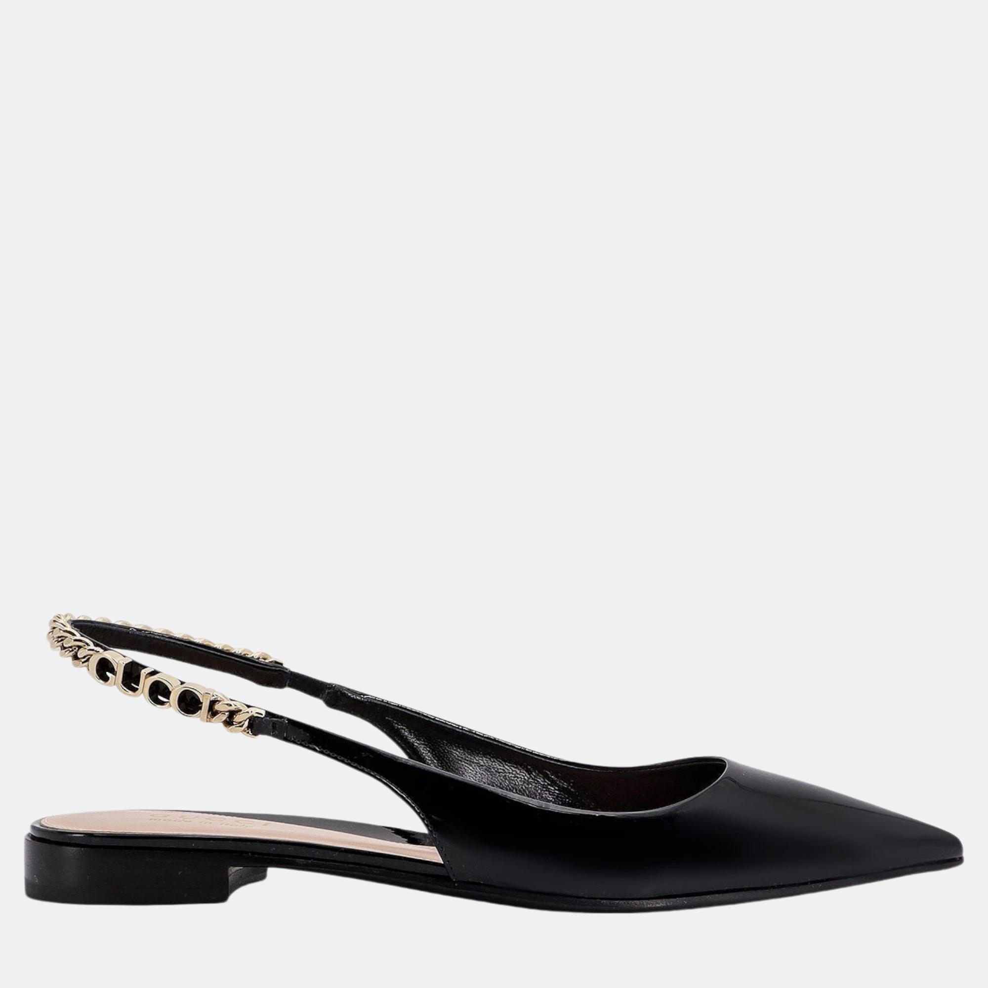 

Gucci Black Patent leather Signoria Ballerinas EU