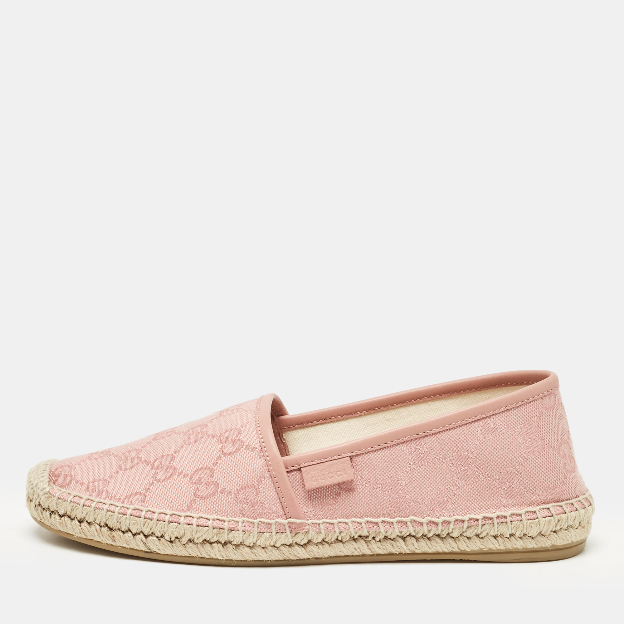 

Gucci Pink GG Canvas Espadrille Flats Size