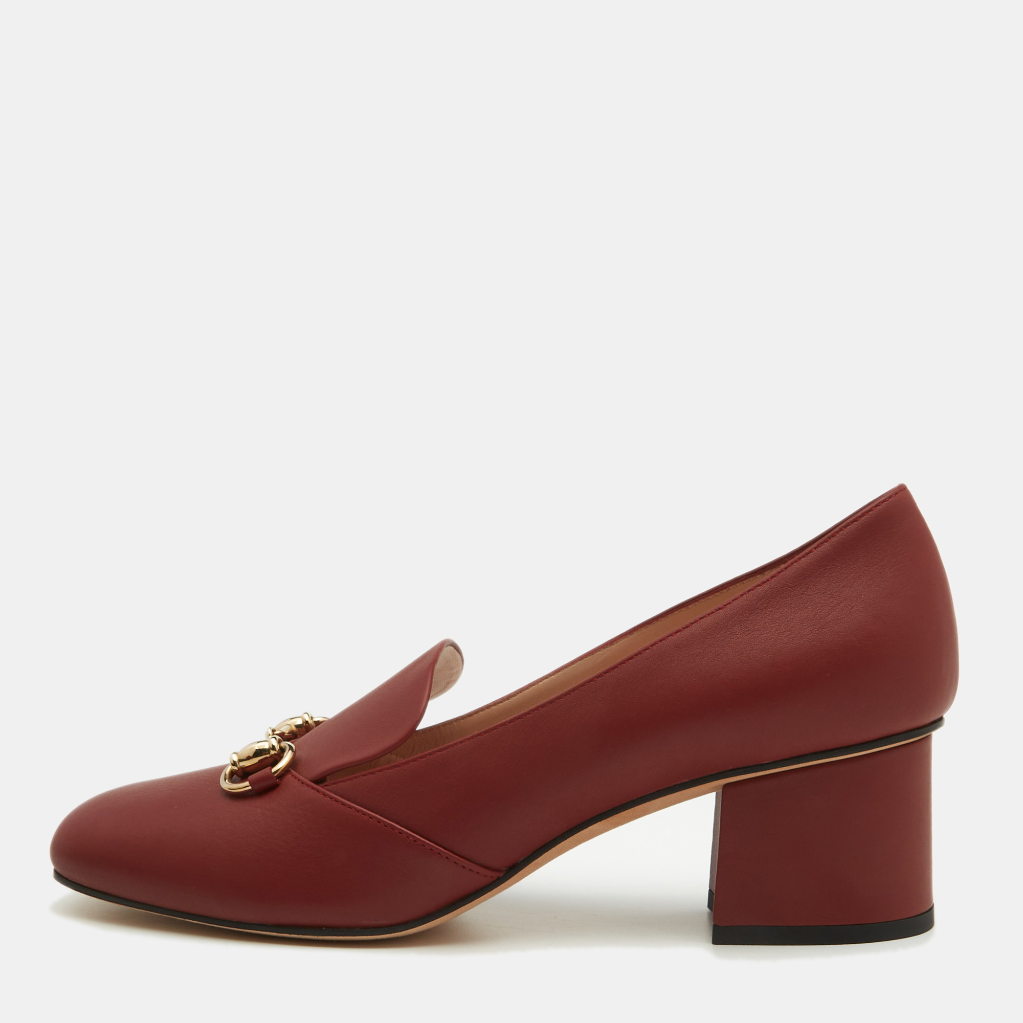 

Gucci Burgundy Leather Horsebit Loafer Pumps Size