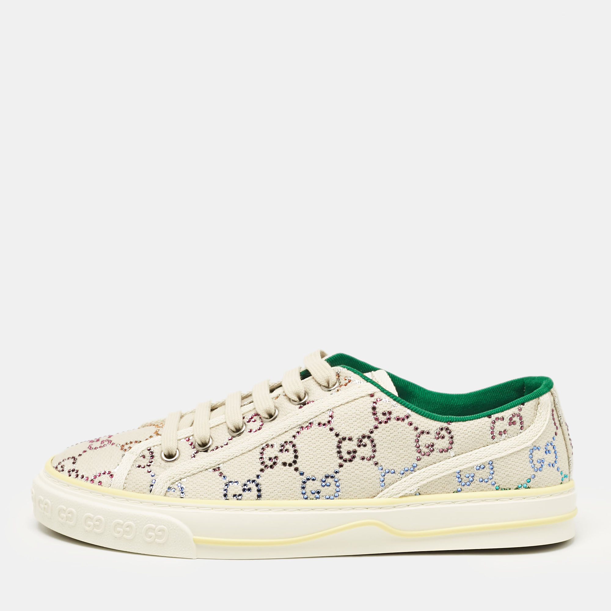 

Gucci Multicolor Crystal GG Canvas Tennis 1977 Sneakers Size, Beige