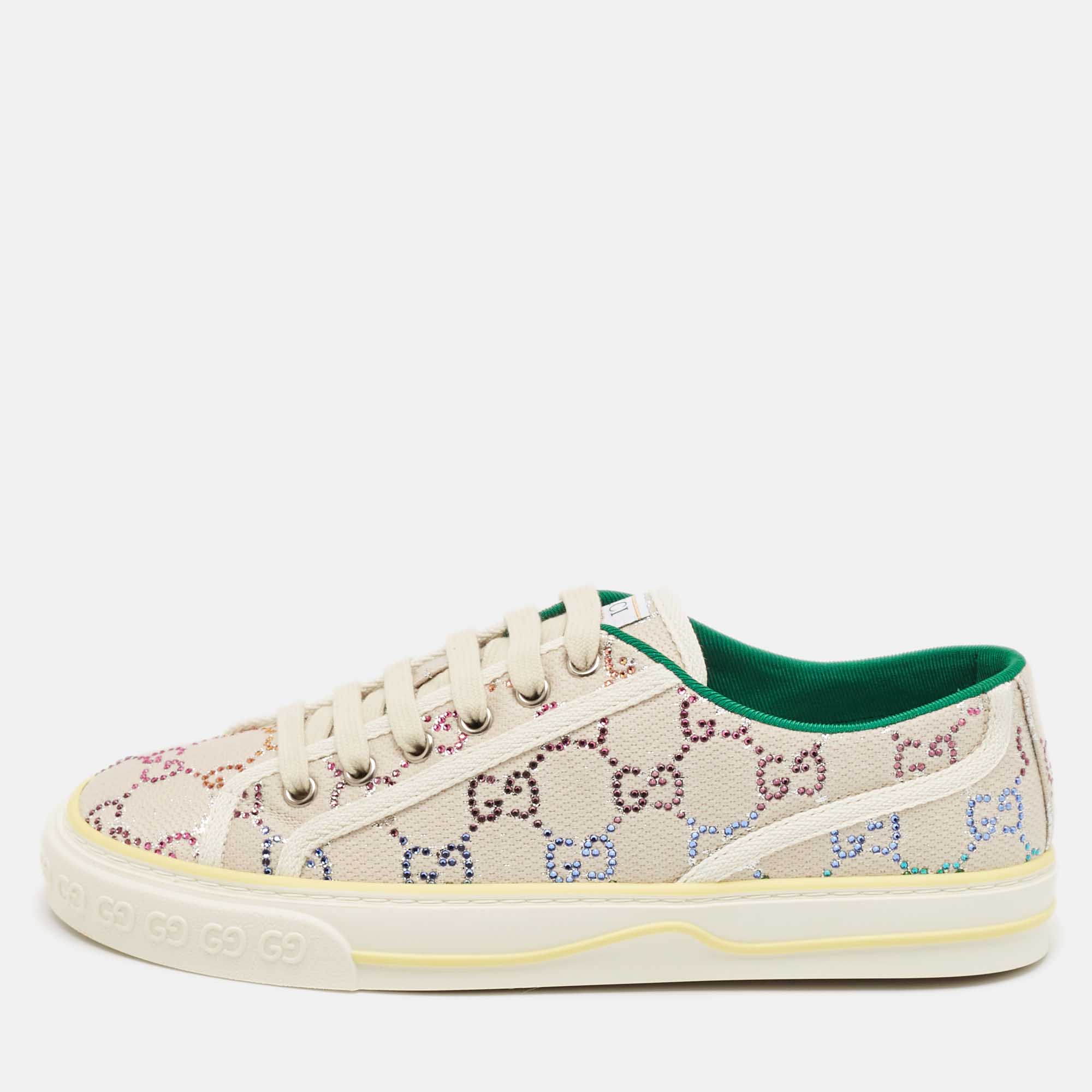 

Gucci Multicolor Crystal GG Canvas Tennis 1977 Sneakers Size, Beige