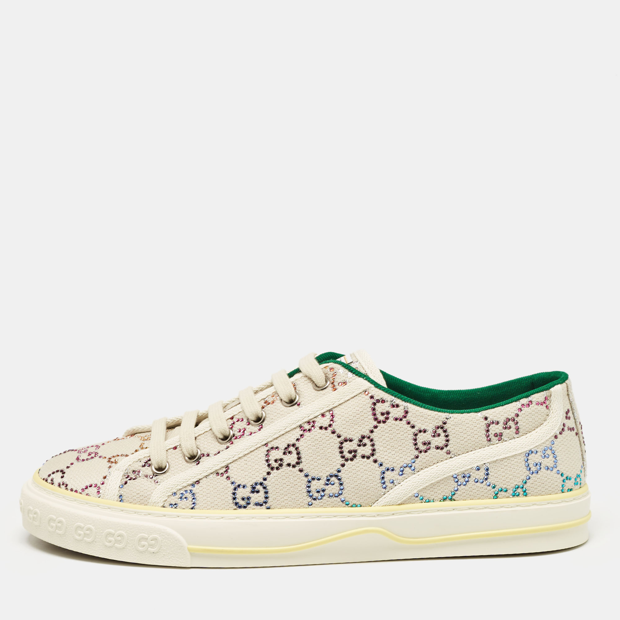 

Gucci Multicolor Crystal GG Canvas Tennis 1977 Sneakers Size, Cream