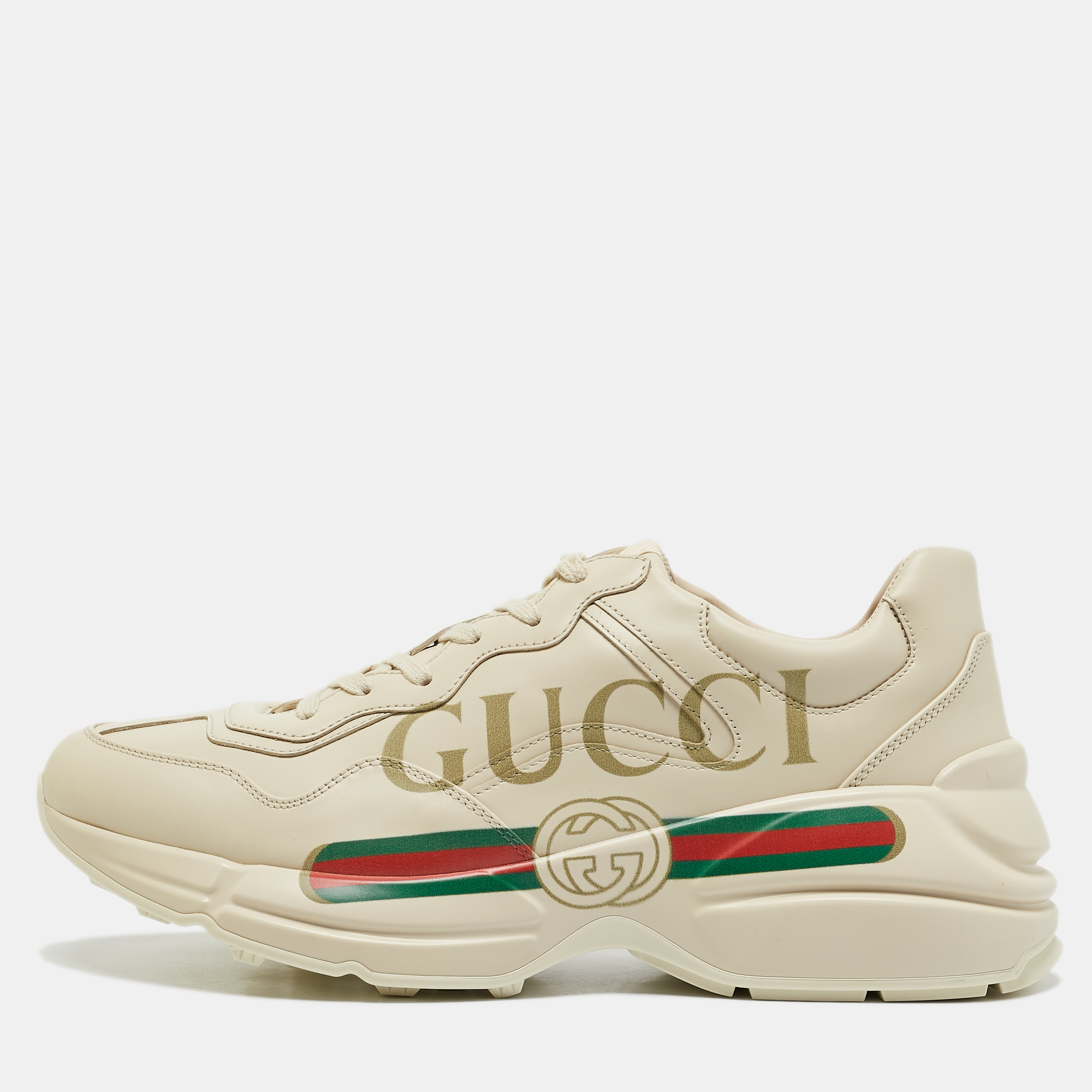 

Gucci Cream Leather Vintage Logo Rhyton Sneakers Size