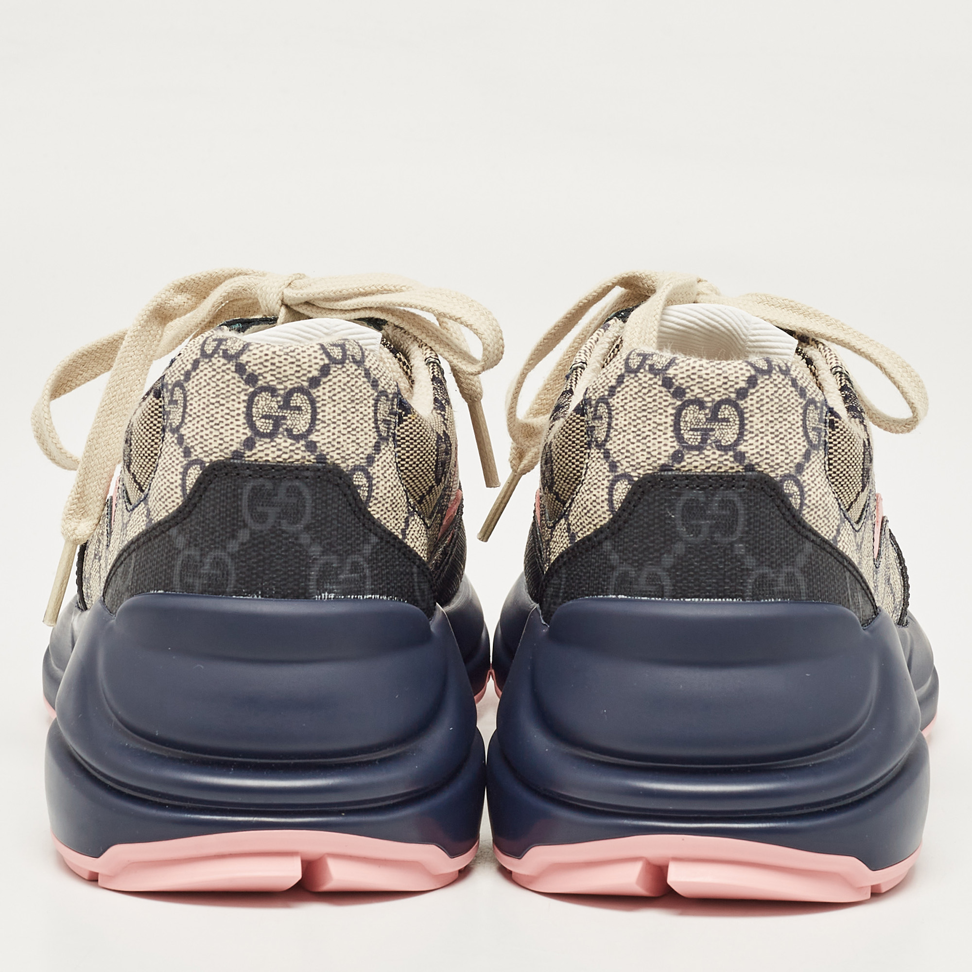 Gucci Multicolor GG Supreme Canvas Rhyton Sneakers Size 37 