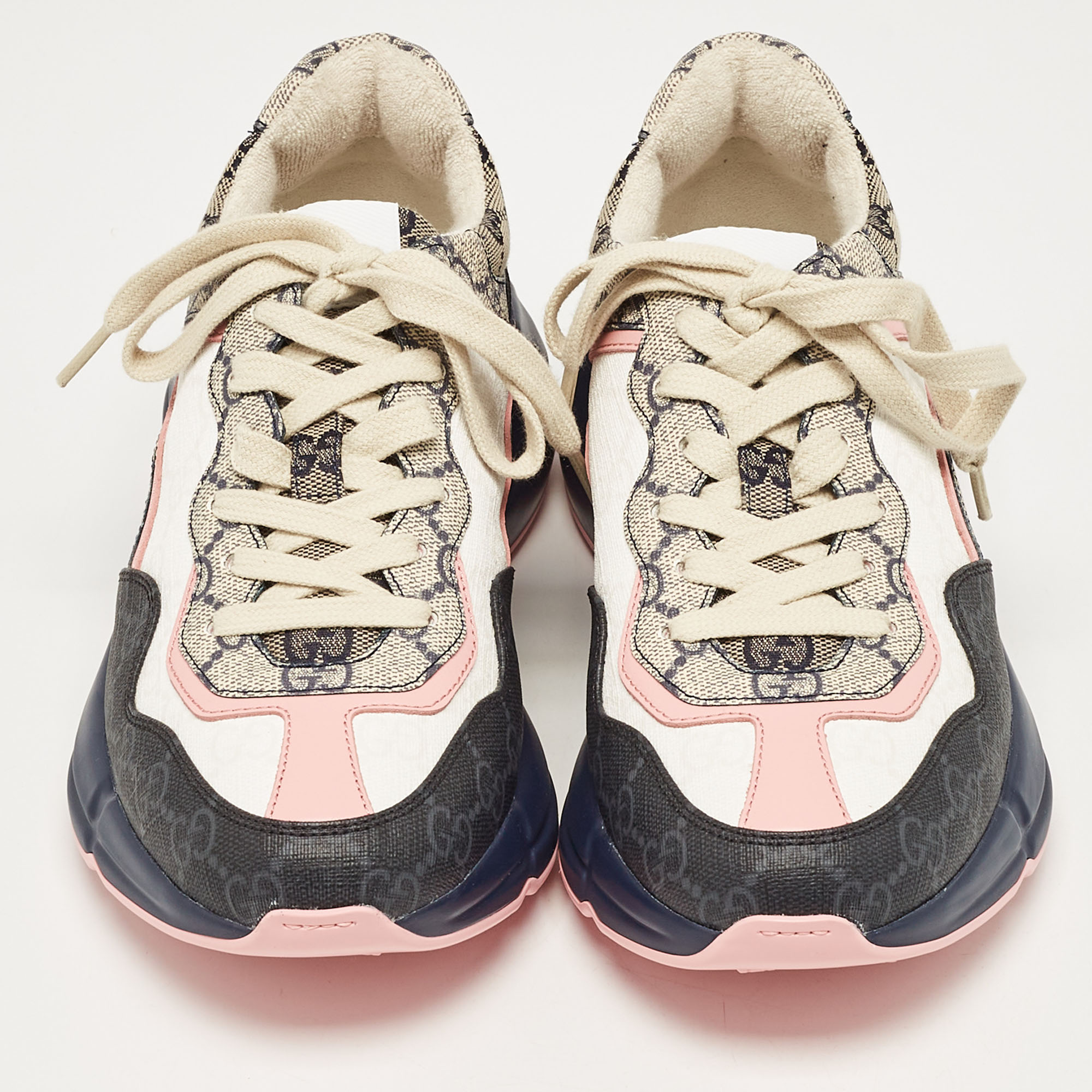 Gucci Multicolor GG Supreme Canvas Rhyton Sneakers Size 37 