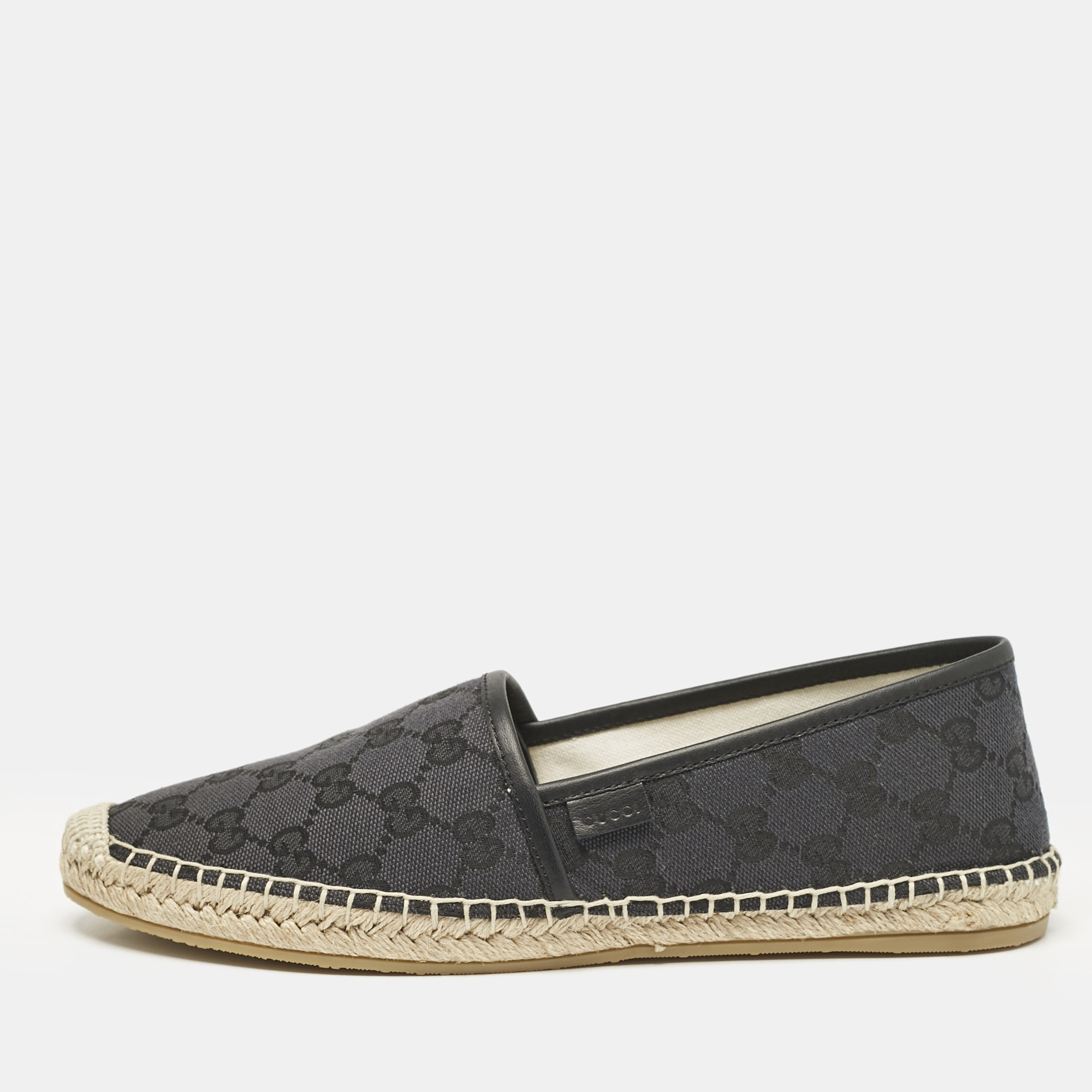 

Gucci Black GG Canvas Slip On Espadrille Flats Size