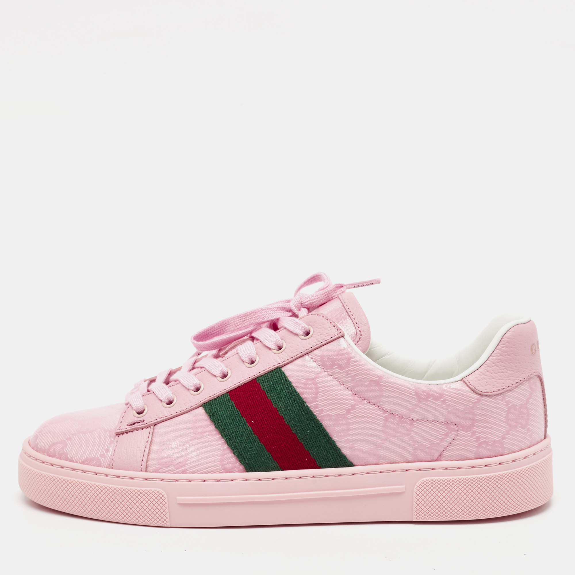 

Gucci Pink GG Crystal Canvas Ace Sneakers Size