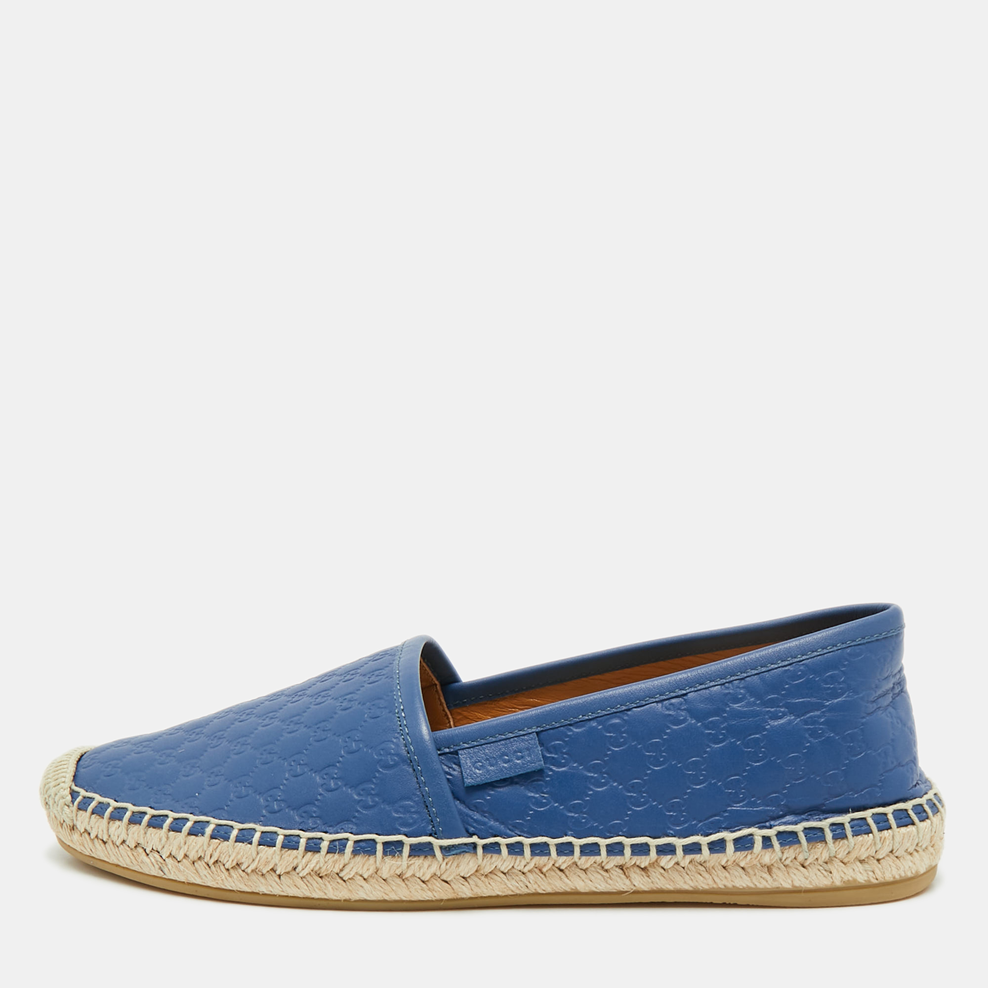 

Gucci Blue Microguccissima Leather Espadrille Flats Size