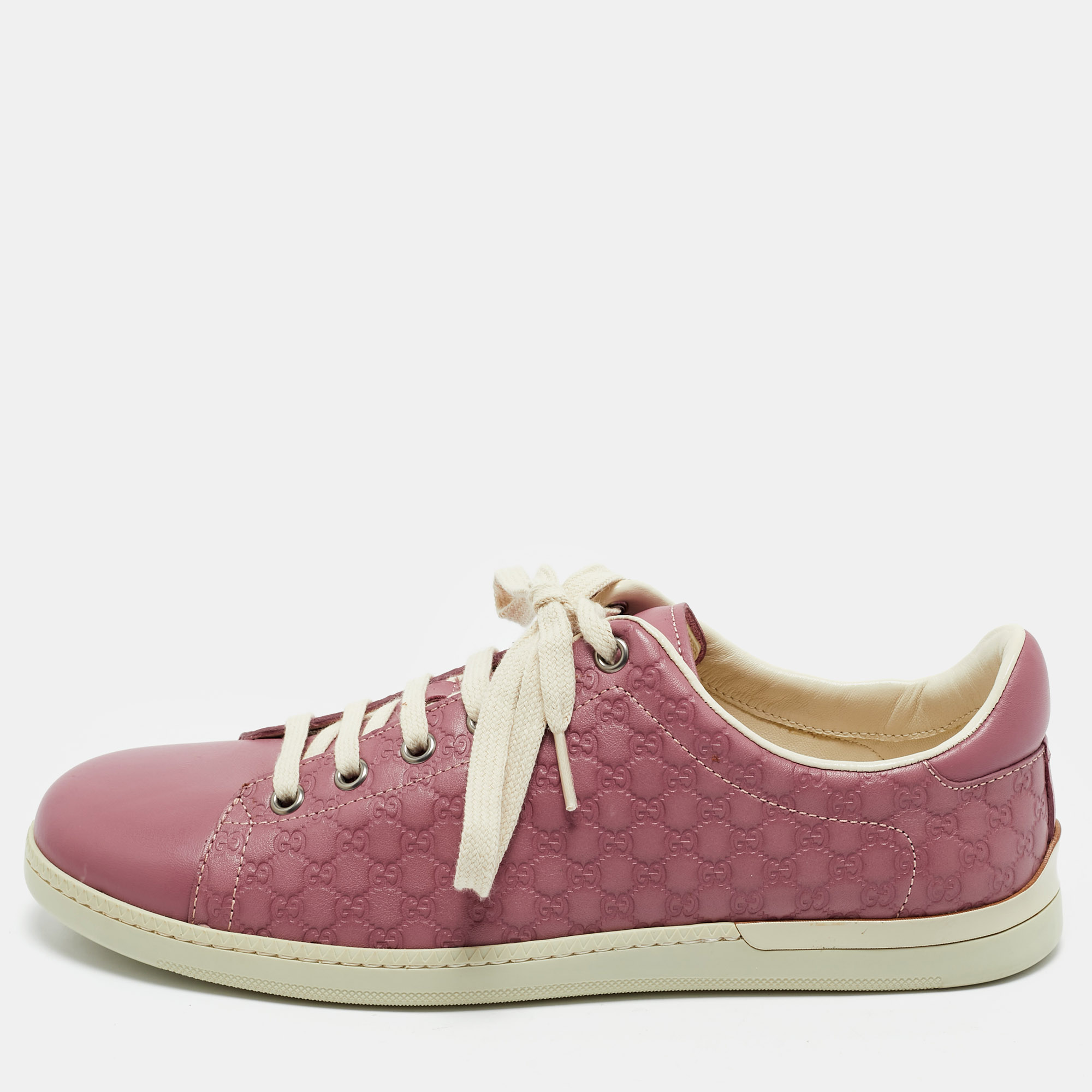 

Gucci Pink GG Canvas And Leather Low Top Sneakers Size