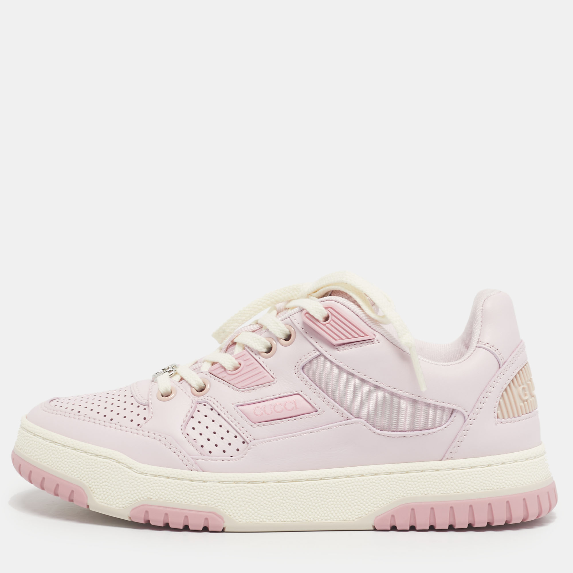 Gucci Pink Leather Jones Sneakers Size 35