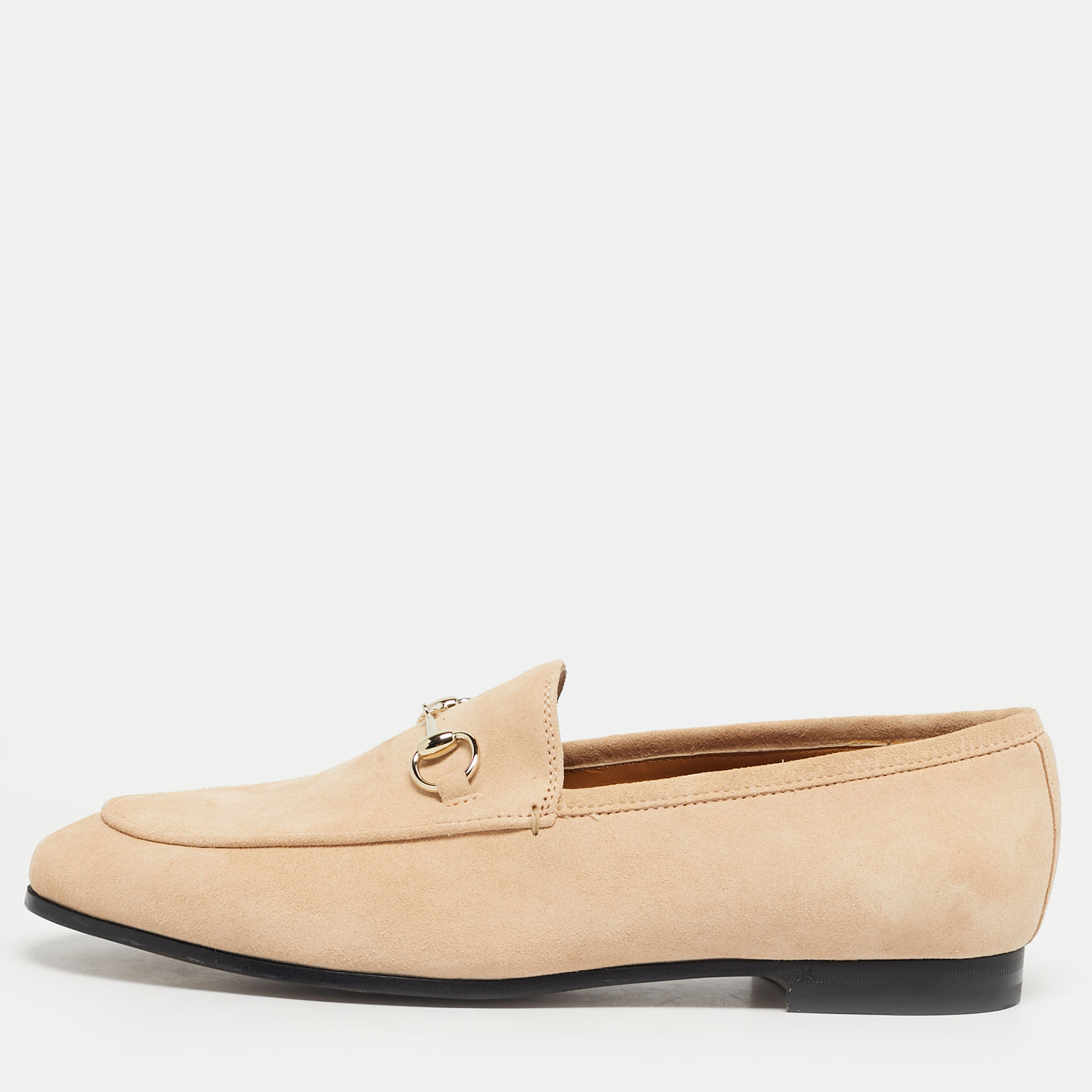 

Gucci Light Pink Suede Jordaan Loafers Size