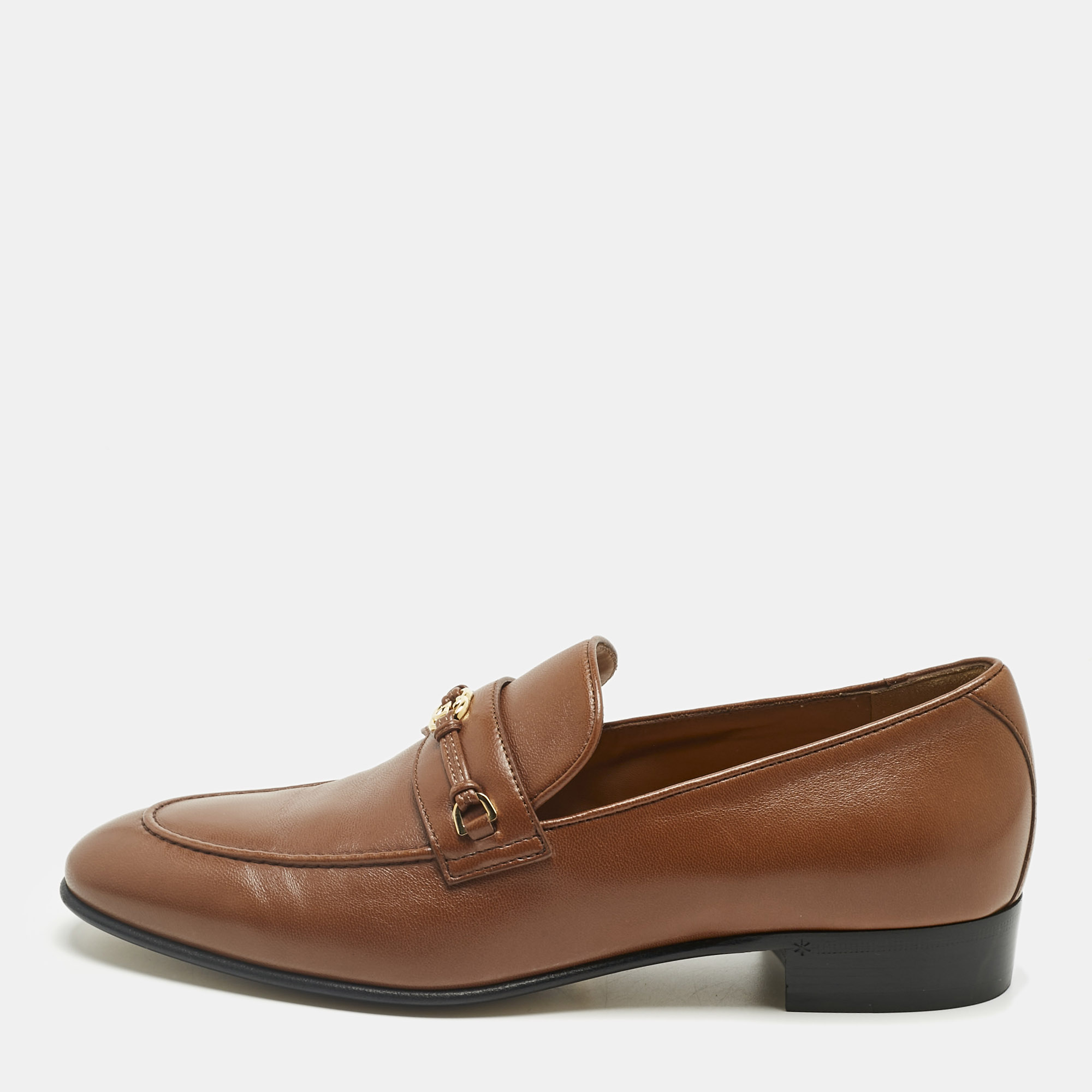

Gucci Brown Leather Horsebit Interlocking G Logo Loafers Size