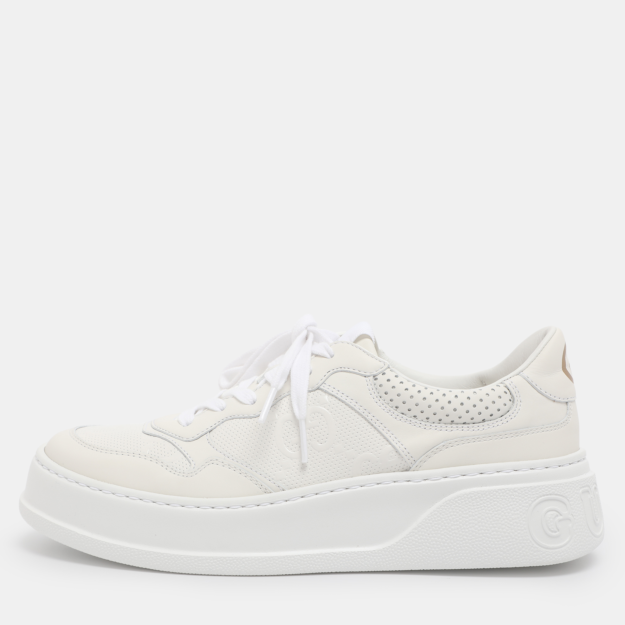 

Gucci White Leather Chunky B Low Top Sneakers Size