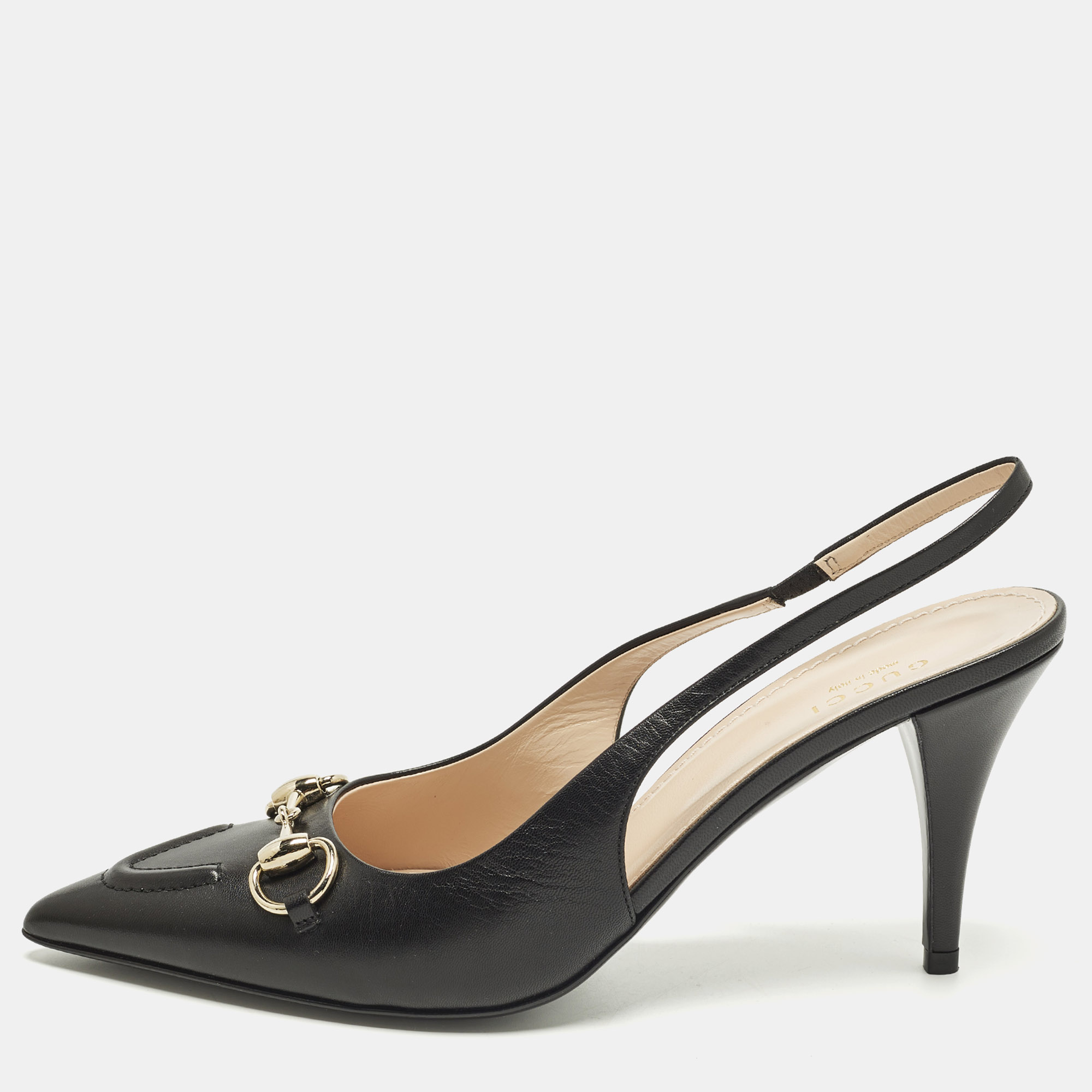 

Gucci Werin Size  Black Leather Slingback Pumps