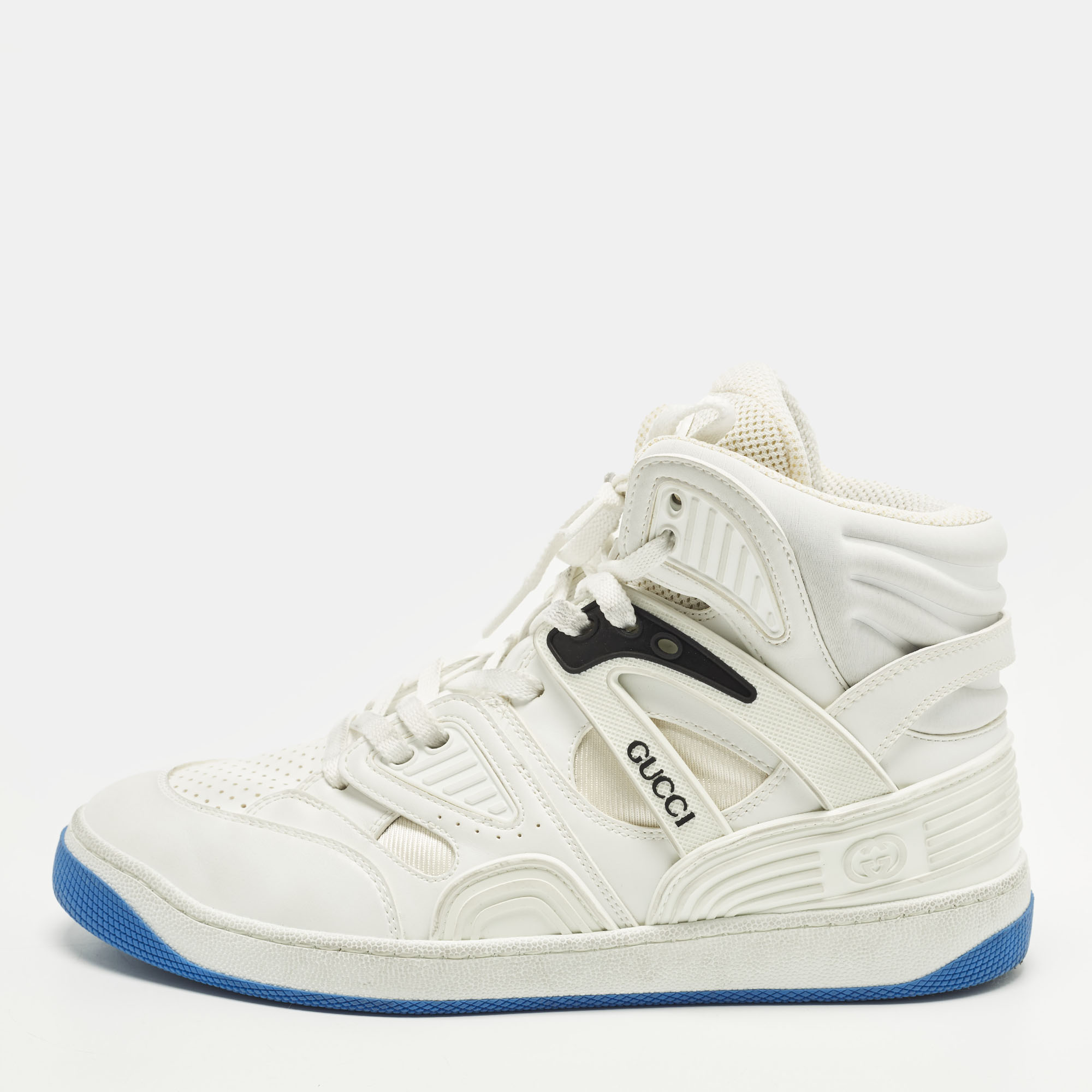 

Gucci Basket Size  White Fabric and Leather High Top Sneakers