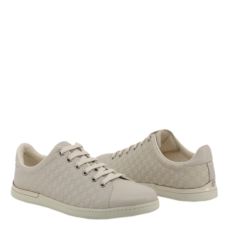 

Gucci Beige Microguccissima Leather Lace Up Sneakers Size