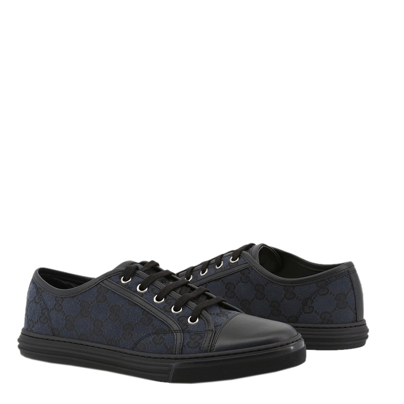 

Gucci Black/Blue GG Canvas and Leather Lace Up Sneakers Size