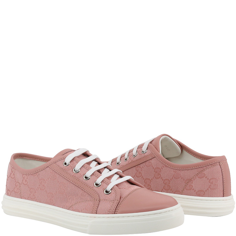 

Gucci Pink GG Canvas and Leather Lace Up Sneakers Size