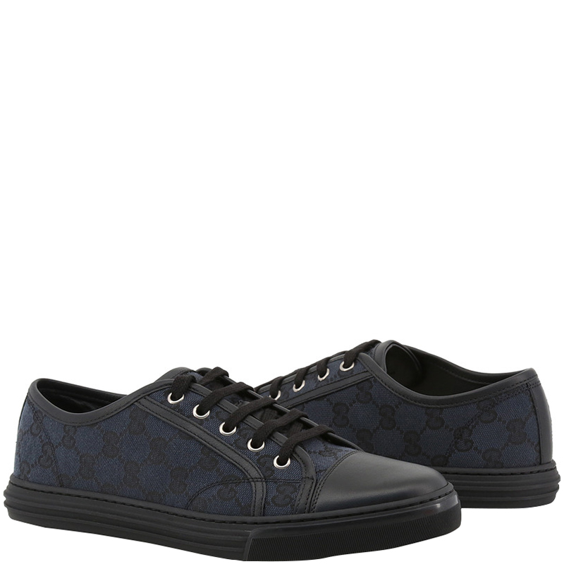 

Gucci Black/Blue GG Canvas and Leather Lace Up Sneakers Size