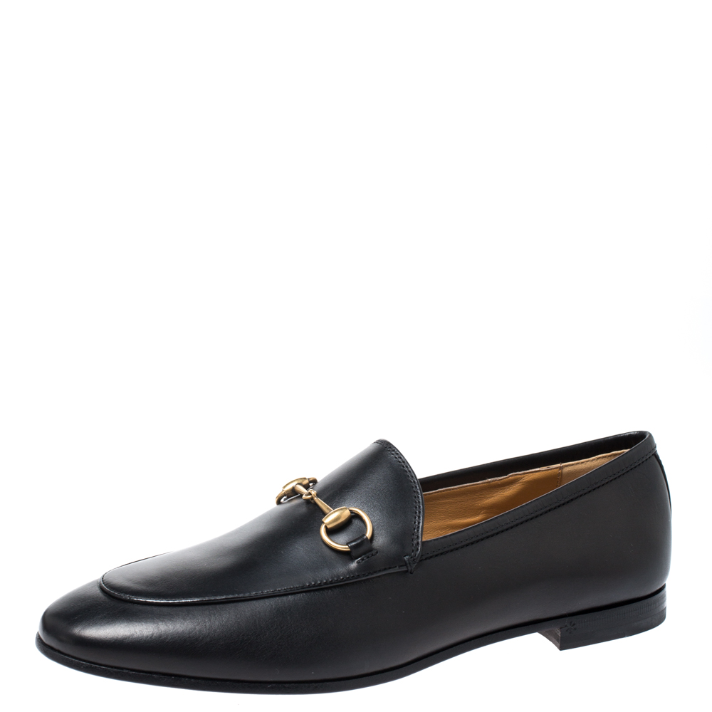 مملوكة مسبقًا حذاء لوفرز غوتشي جوردان هورسبيت جلد أسود مقاس 39