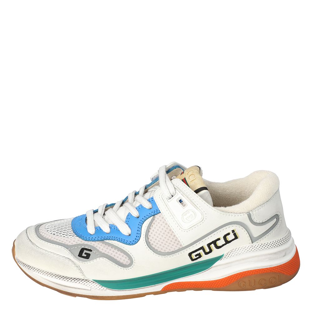 

Gucci White Leather and Fabric Ultrapace Low-Top Sneakers Size