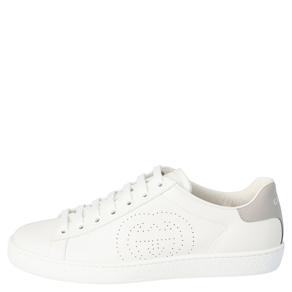 

Gucci White Leather Interlocking G Ace Low-Top Sneakers Size
