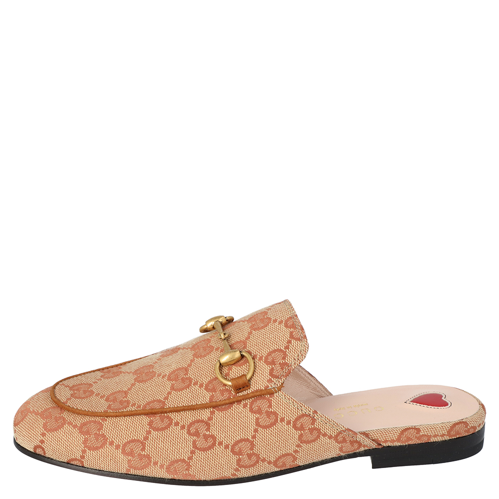 

Gucci Beige/Brown GG Canvas Princetown Slipper Size  1/2