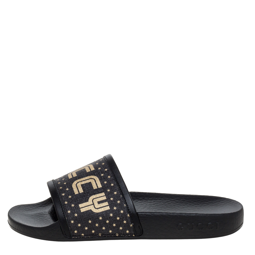 

Gucci Black Rubber Flat Slides Size