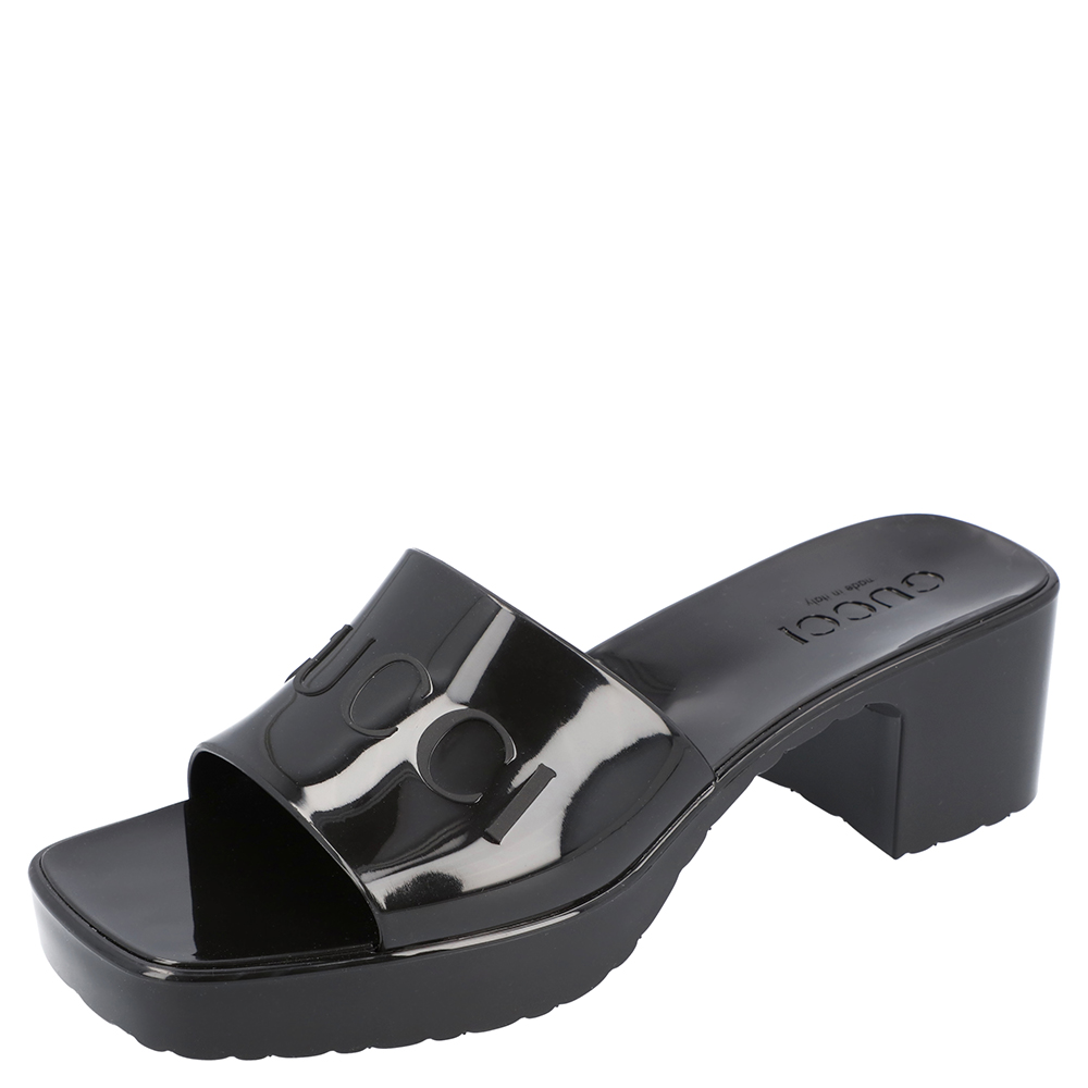 gucci rubber slide sandal black