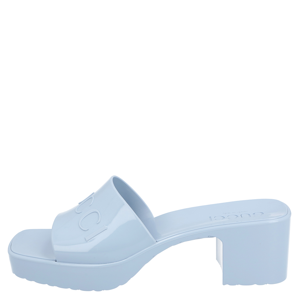 

Gucci Light Blue Rubber Slide Sandal Size