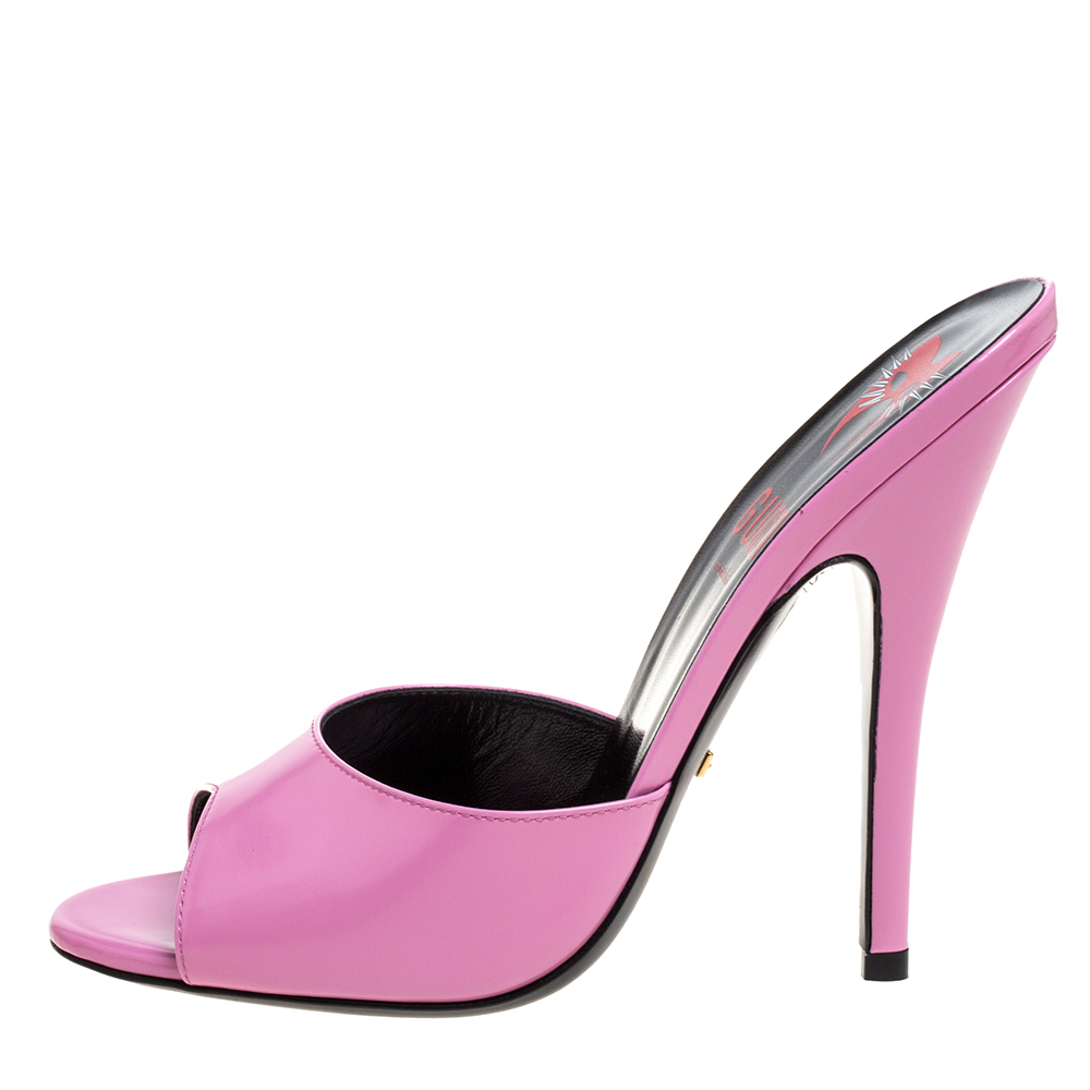 

Gucci Pink Leather Scarlet Open Toe Sandals Size