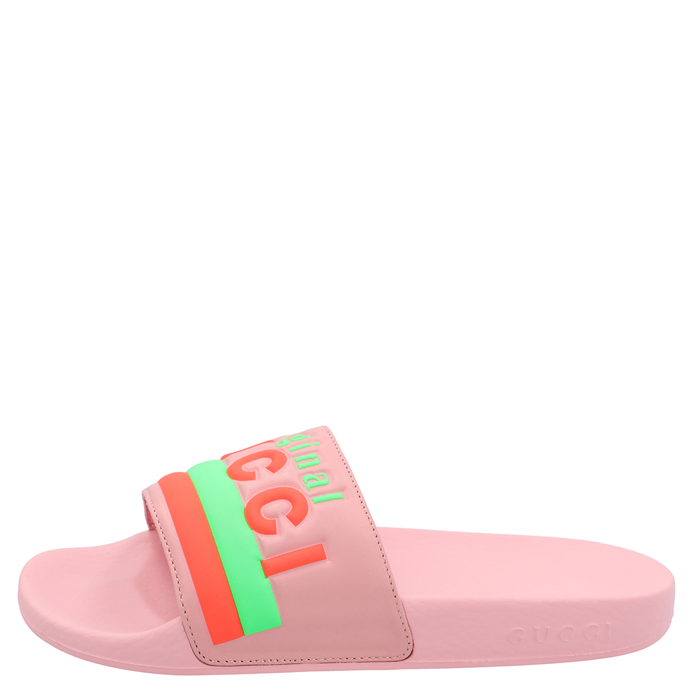 

Gucci Pink Pursuit Leather Sandals Size EU