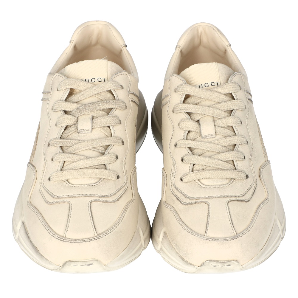 

Gucci White/Ivory Distressed Leather Rhyton Sneakers Size, Cream