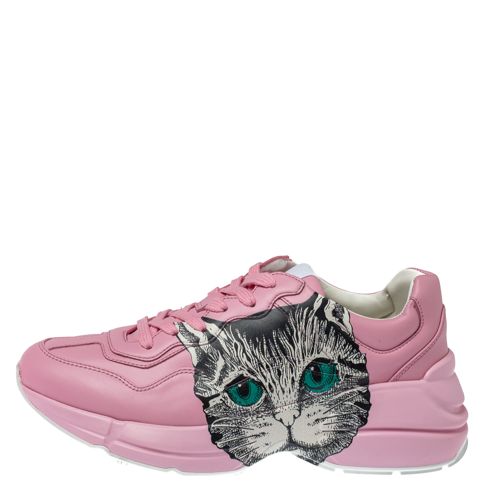 

Gucci Pink Leather Mystic Cat Rhyton Sneakers Size