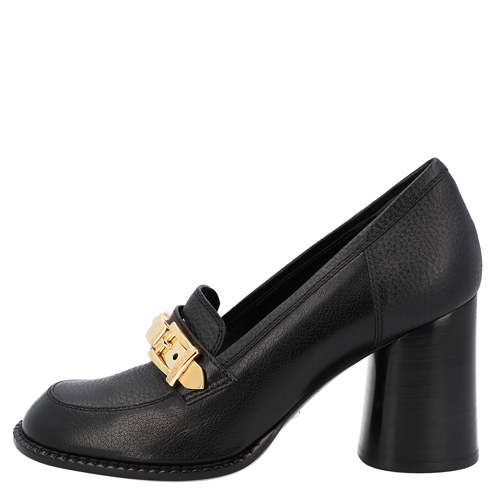 

Gucci Black Leather Sylvie Chain-trimmed Pumps Size EU