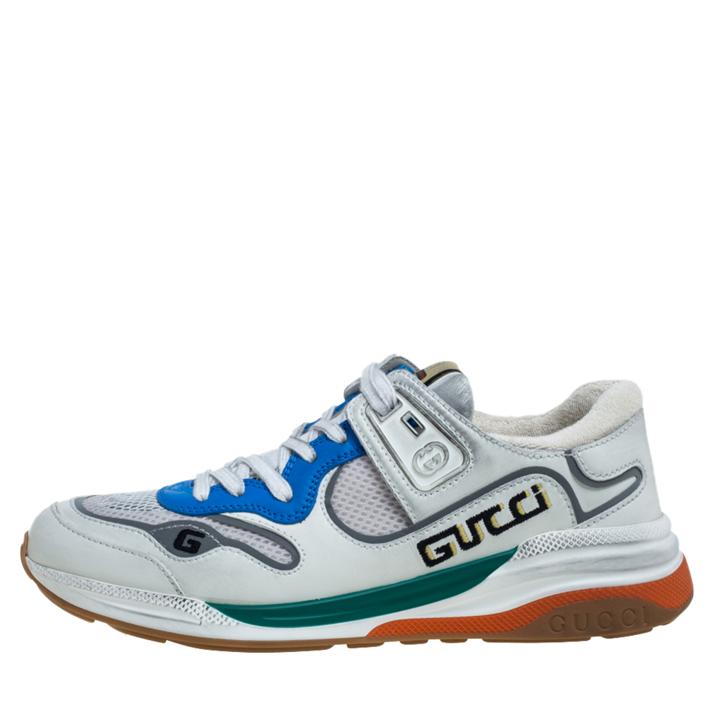 

Gucci White Leather and Mesh Ultrapace Low Top Sneakers Size