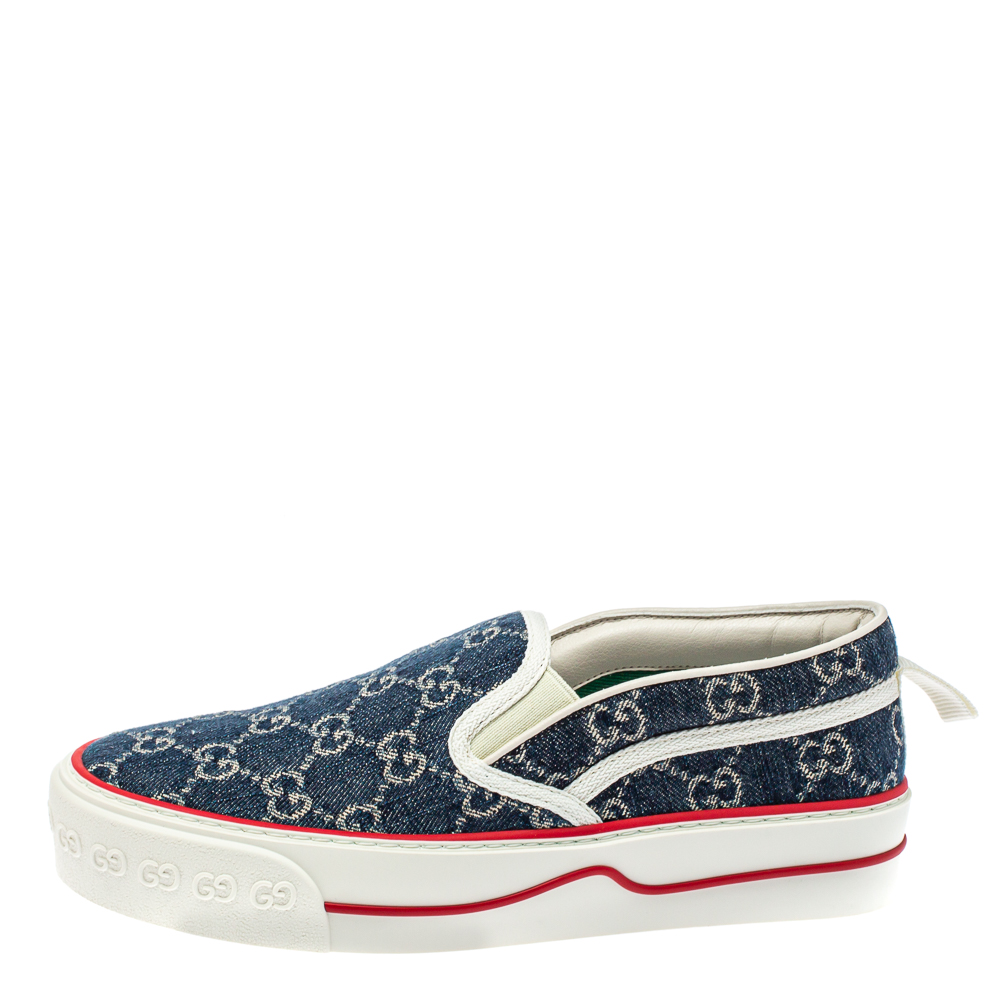 

Gucci Blue GG Denim Tennis 1977 Slip On Sneakers Size