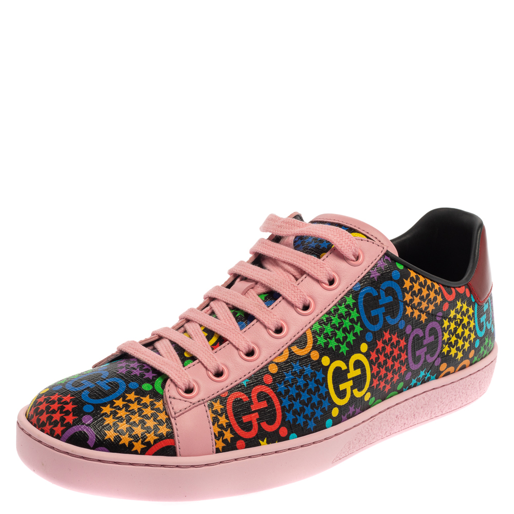 Pre-owned Gucci Multicolor Leather Gg Psychedelic Ace Sneakers Size 37.5