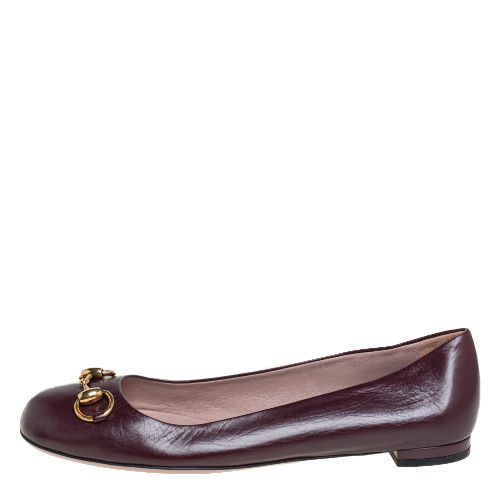 

Gucci Brown Leather Horsebit Ballet Flats Size