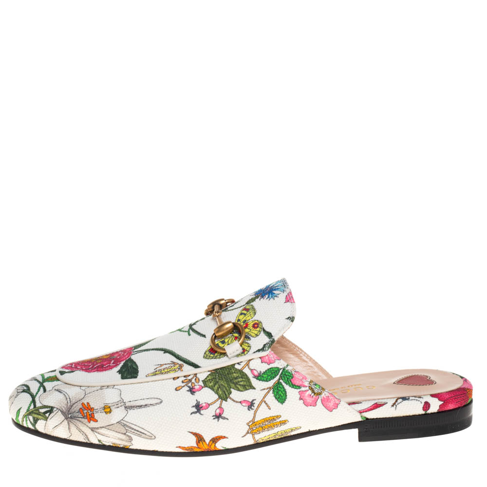 

Gucci Multicolor Floral Canvas Horsebit Princetown Flat Mules Size