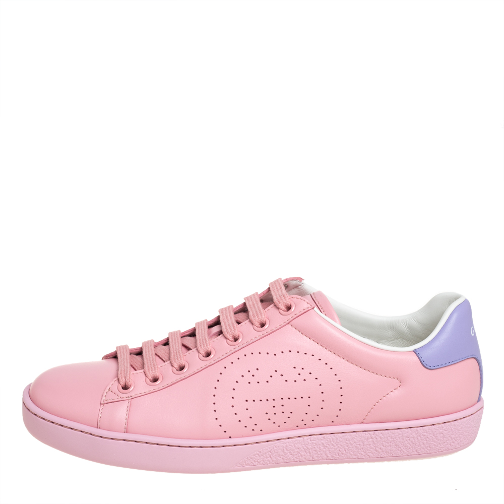 

Gucci Pink/Purple Leather New Ace Sneakers Size