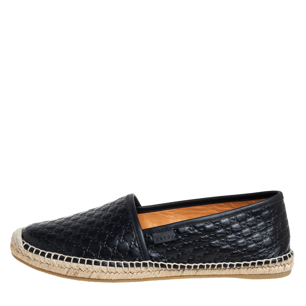 

Gucci Black Guccissima Leather Espadrilles Flats Size