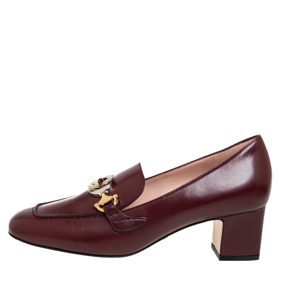 

Gucci Burgundy Leather Horsebit Loafers Pumps Size