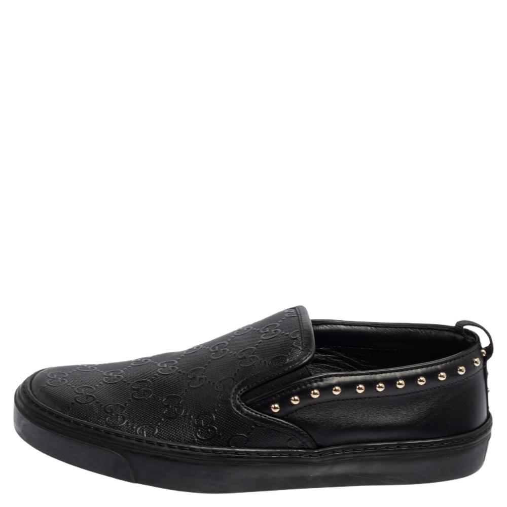 

Gucci Black Guccissima Leather Slip On Sneakers Size