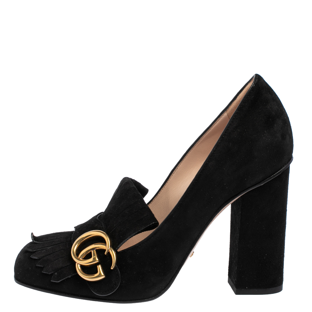 

Gucci Black Suede GG Marmont Pumps Size