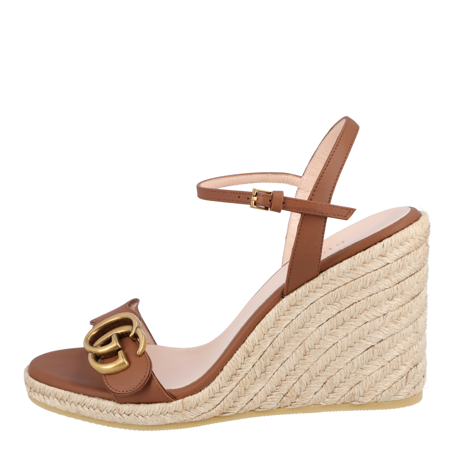 

Gucci Beige Leather Platform Espadrille Sandals Size EU