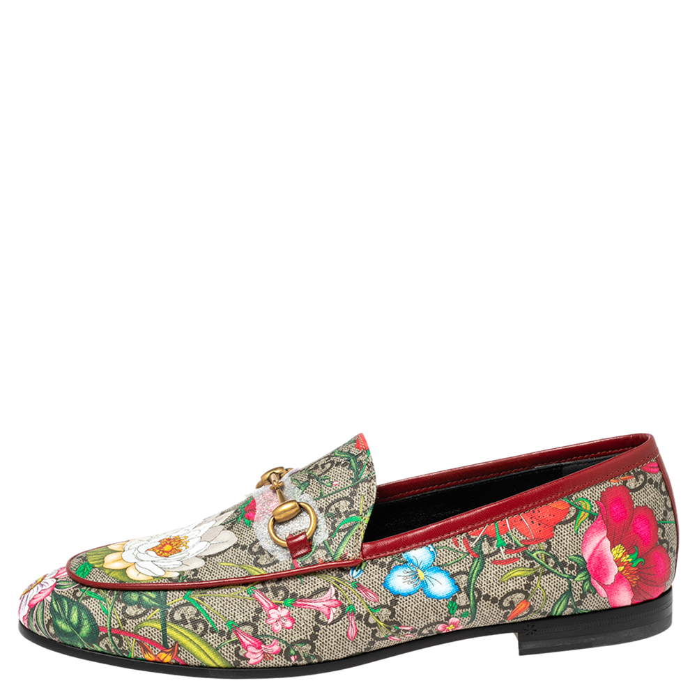 

Gucci Multicolor Floral Print Coated Canvas Jordaan Loafers Size