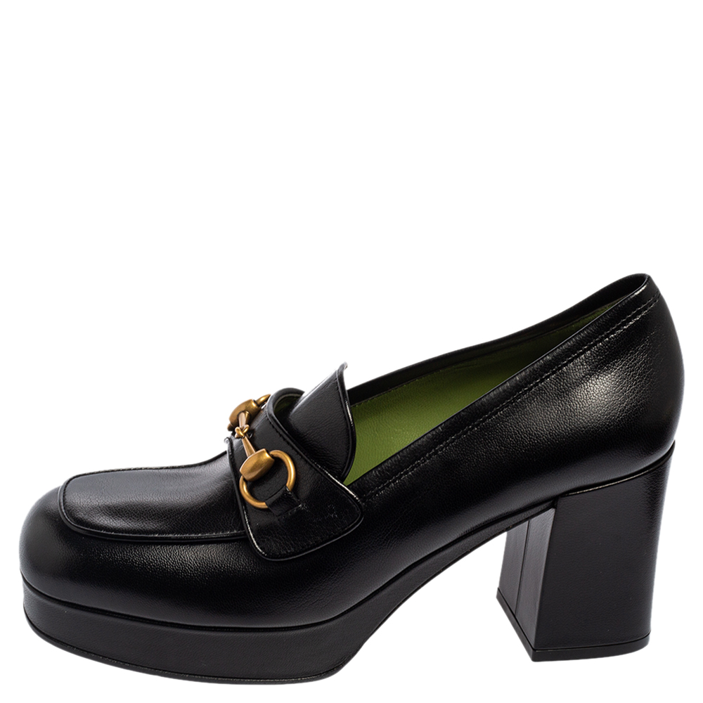 

Gucci Black Leather 1953 Horsebit Loafers Pumps Size