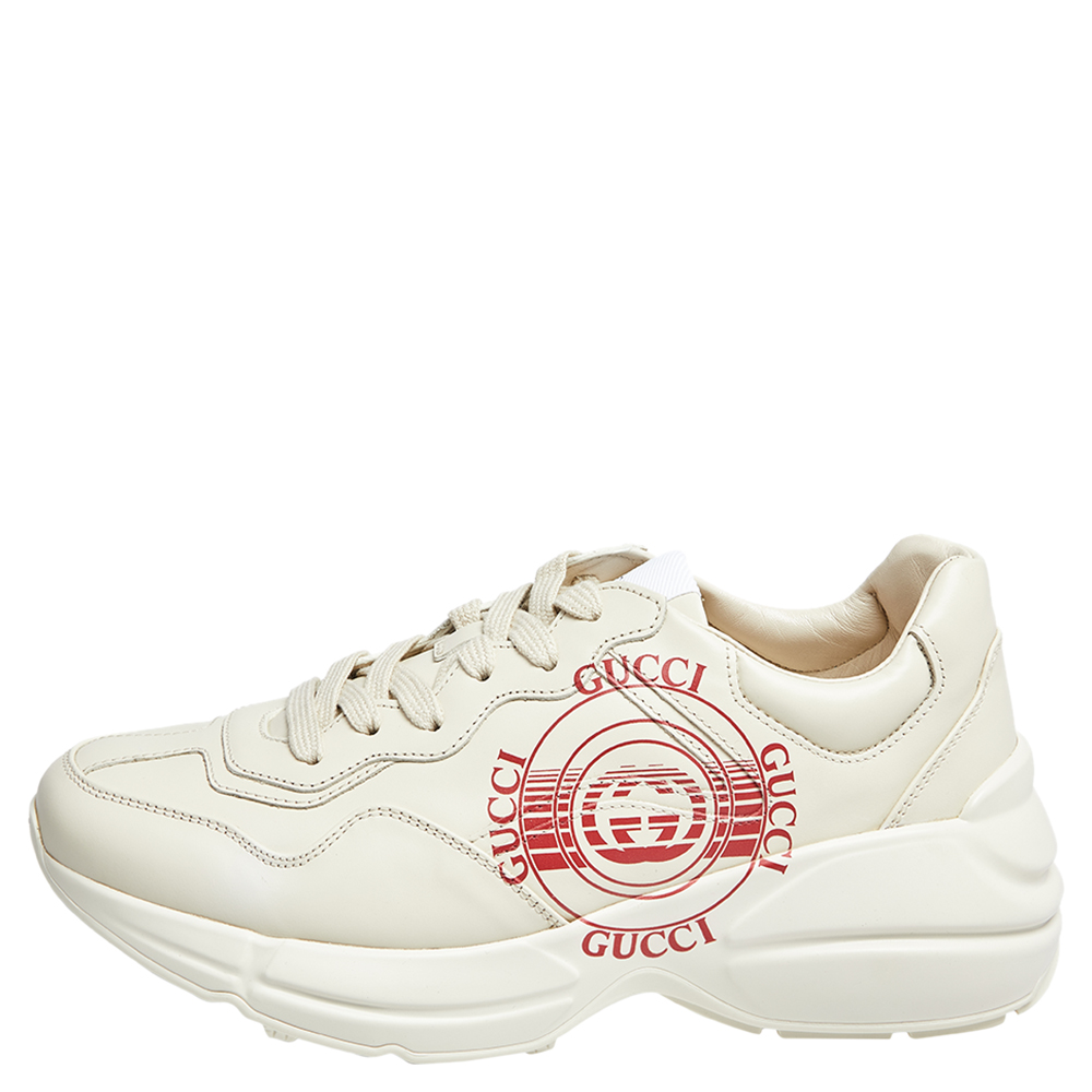 

Gucci Cream Leather Rhyton Sneakers Size