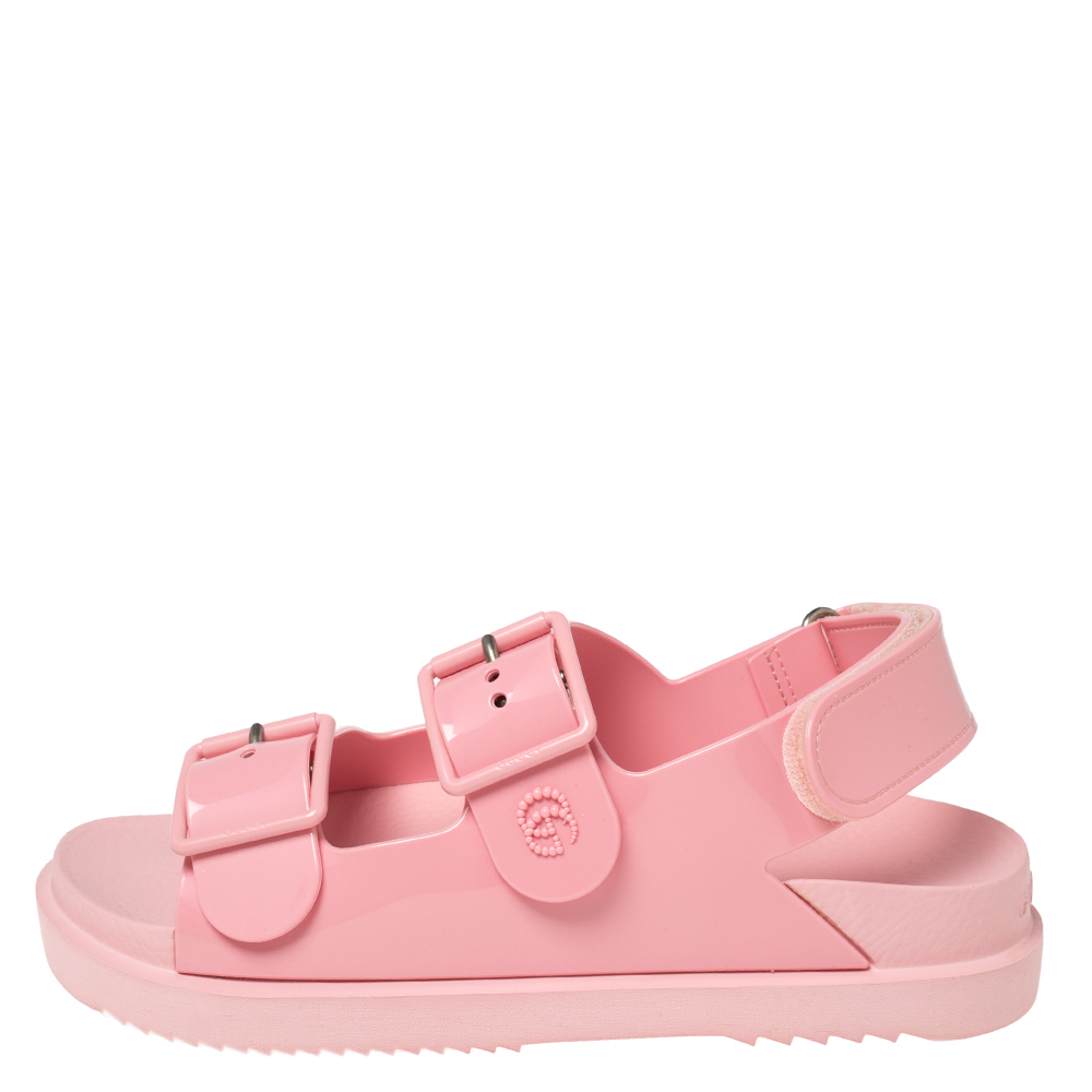 

Gucci Rose Rubber Buckle Slingback Sandals Size, Pink